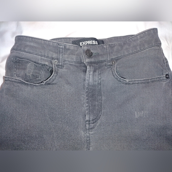 EXPRESS Ankle Legging High Rise Distressed Jeans - Picture 2 of 7